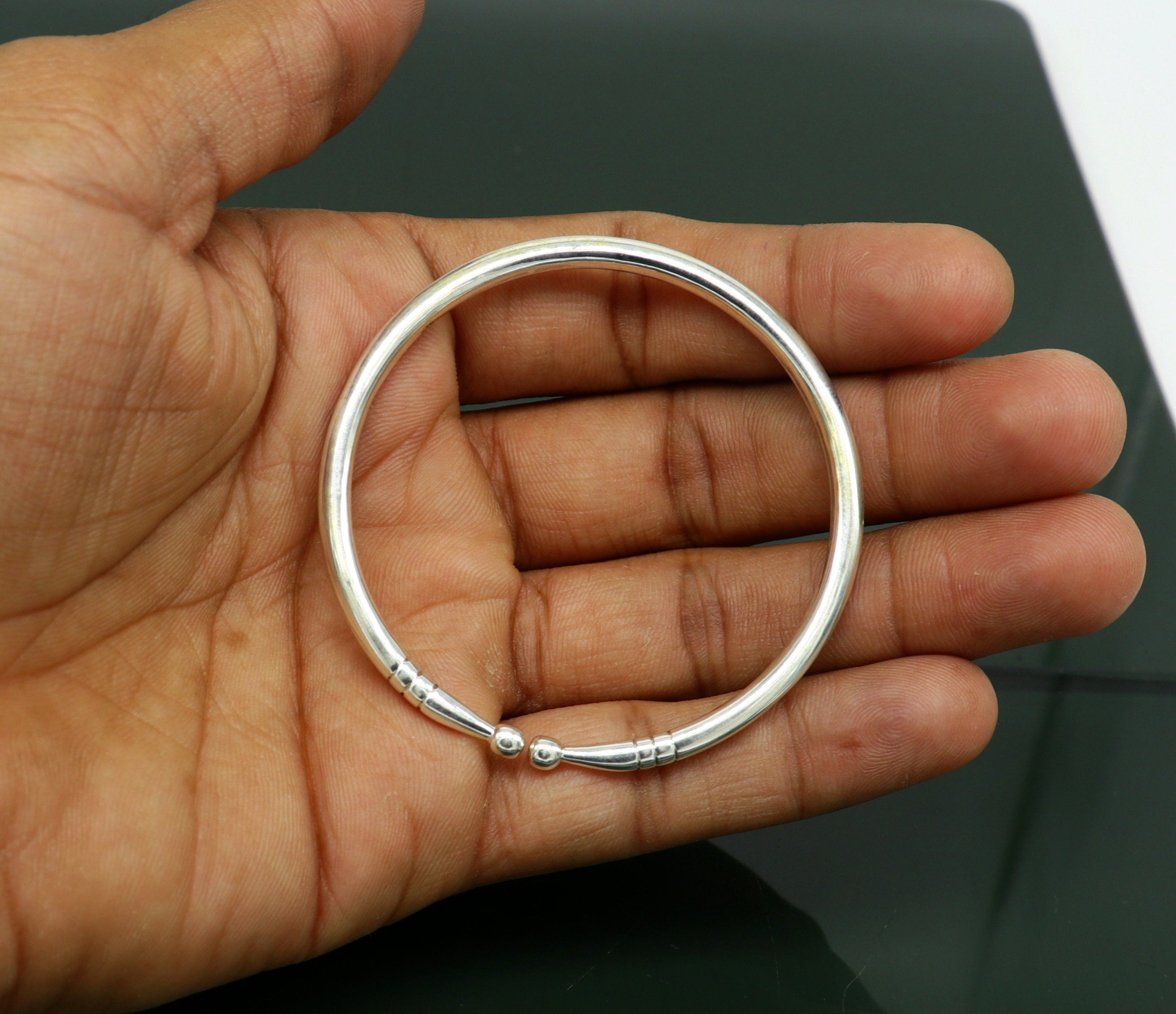 925 sterling silver solid plain shiny design girl s adjustable bangle kada best gifting adjustable kada excellent brides jewelry nssk382