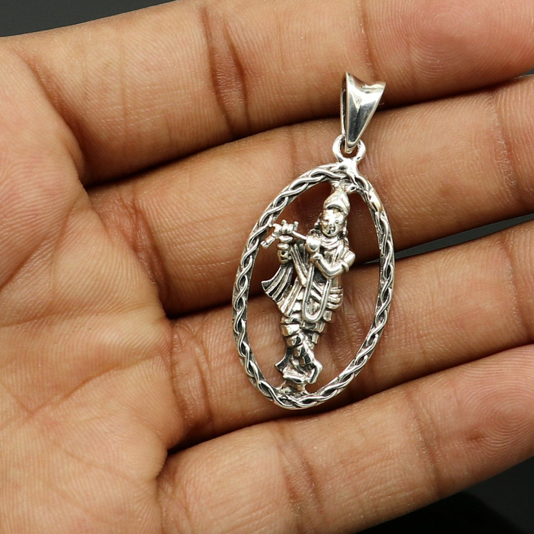 925 sterling silver handmade Hindu idol krishna pendant, amazing stylish unisex pendant locket personalized jewelry tribal jewelry ssp446 - TRIBAL ORNAMENTS