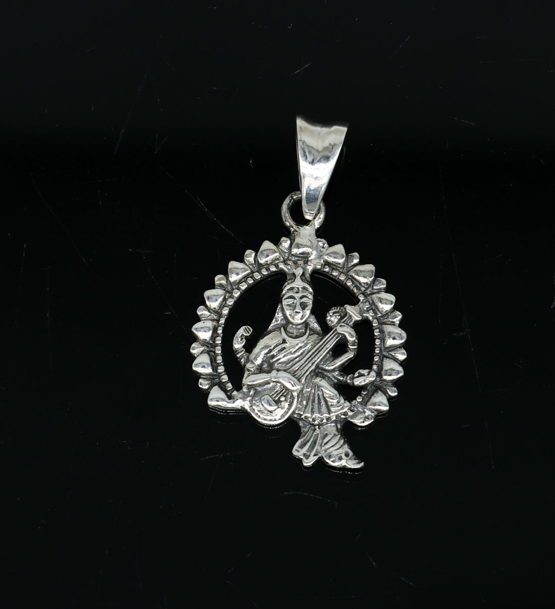 925 sterling silver unique design Goddess Saraswati/Sharda mataji pendant, goddess pendant locket personalized jewelry tribal jewelry ssp572 - TRIBAL ORNAMENTS