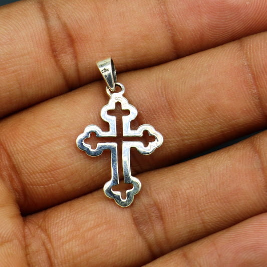 Handmade solid 925 sterling silver cross pendant, excellent unique design stylish unisex personalized gift pendant jewelry from india ssp463 - TRIBAL ORNAMENTS