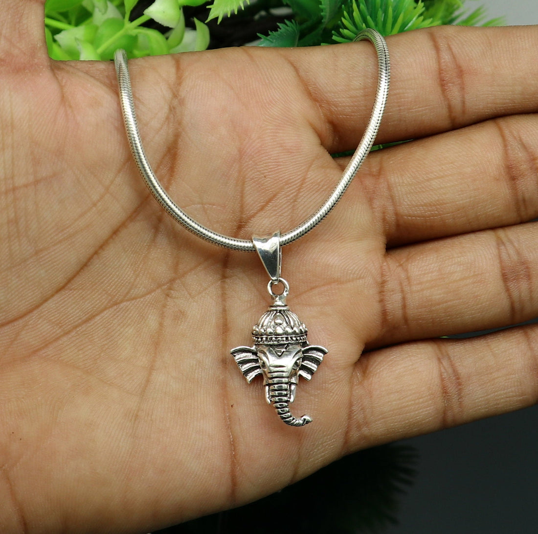 Handmade solid 925 sterling silver Lord Ganesha pendant, excellent unique design stylish unisex personalized gift pendant jewelry ssp553 - TRIBAL ORNAMENTS