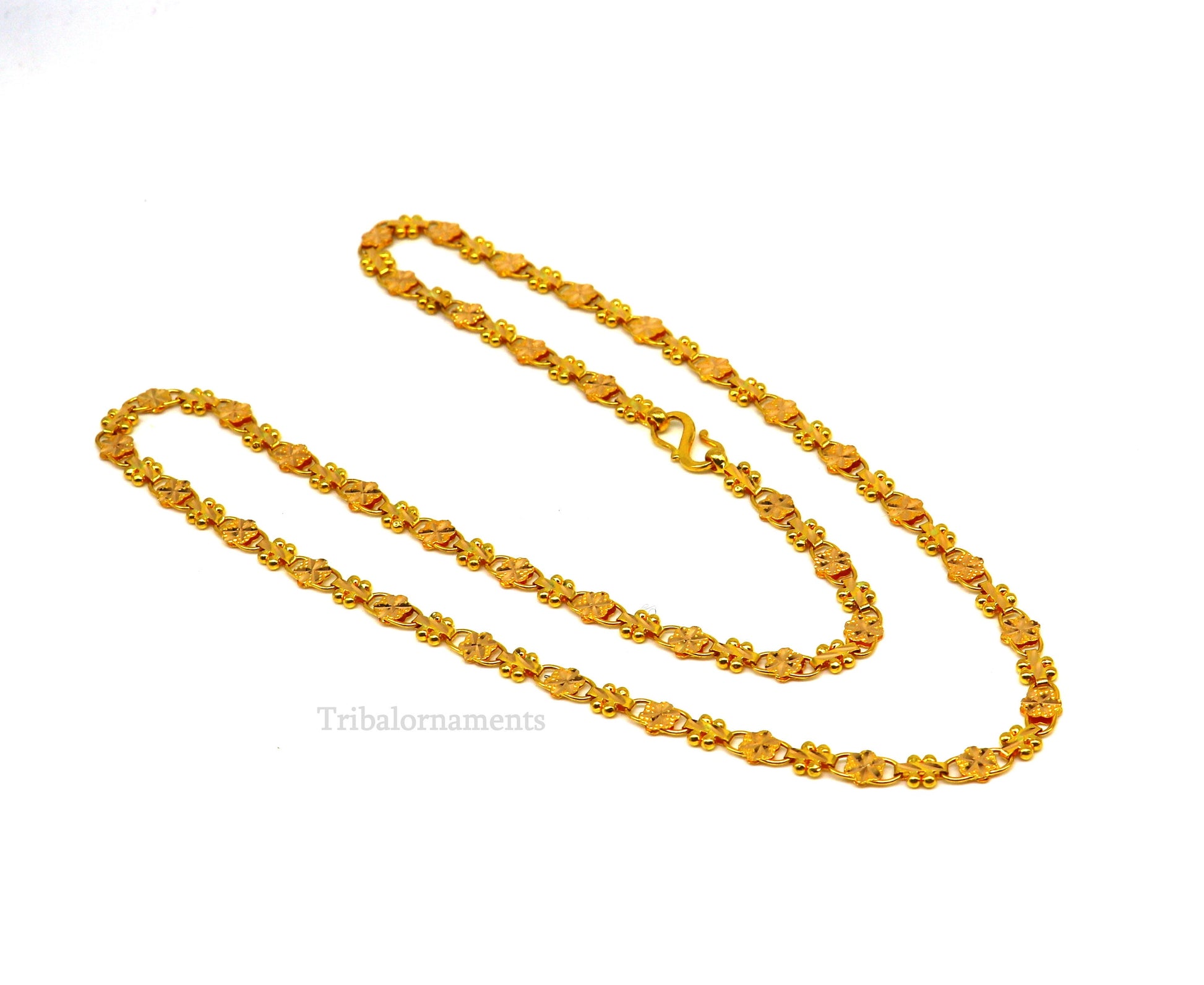 Vintage floral design Handmade Genuine 22 karat yellow gold gorgeous chain stylish chain gifting royal jewelry from india ch261 - TRIBAL ORNAMENTS