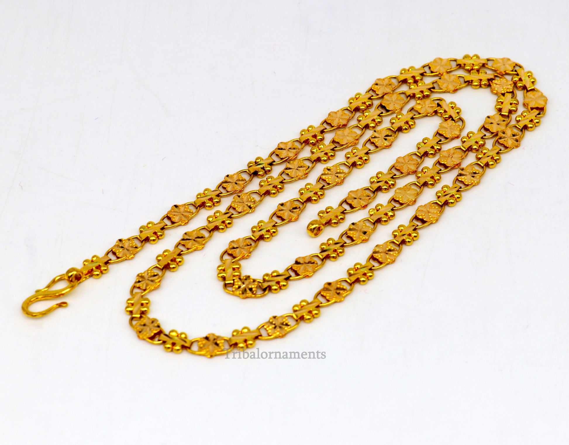 Vintage floral design Handmade Genuine 22 karat yellow gold gorgeous chain stylish chain gifting royal jewelry from india ch261 - TRIBAL ORNAMENTS