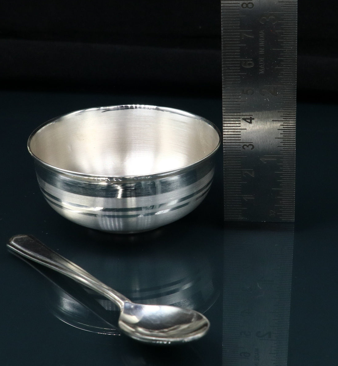 999 fine silver handmade small baby bowl and spoon set, silver tumbler, flask, stay baby/kids healthy, silver vessel utensils sv173 - TRIBAL ORNAMENTS