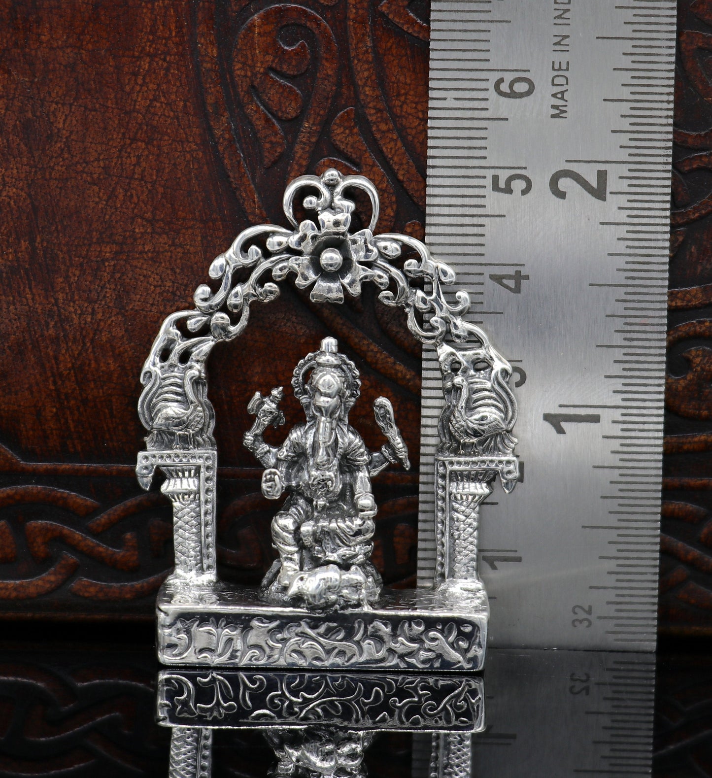 925 Sterling silver Lord Ganesh Idol, Pooja Articles, Silver Idols Figurine, handcrafted Lord Ganesh statue sculpture gifting art01 - TRIBAL ORNAMENTS