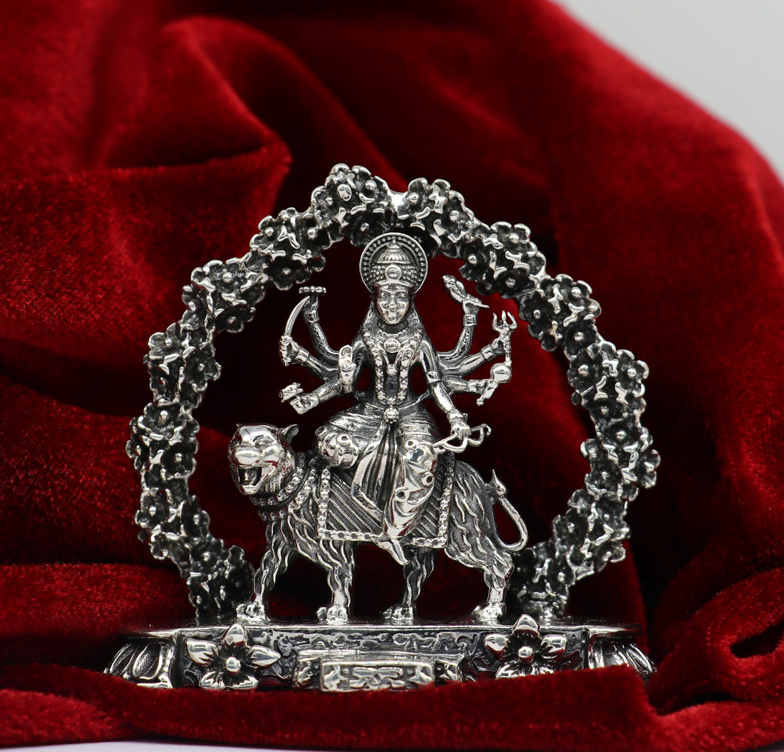 925 Sterling silver Goddess bhawani maa, Pooja Articles, Indian Silver Idols, handcrafted Mataji statue sculpture amazing gifting Art02 - TRIBAL ORNAMENTS