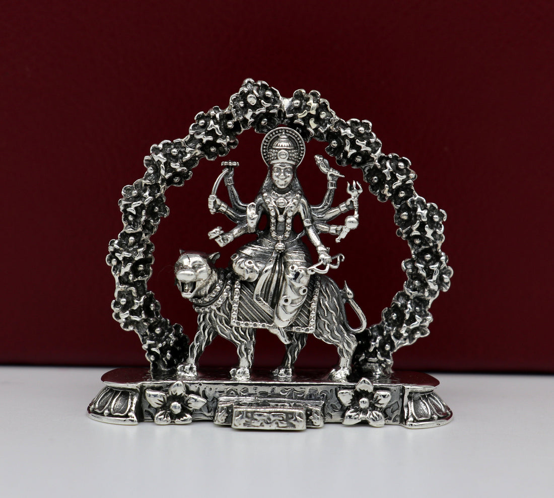 925 Sterling silver Goddess bhawani maa, Pooja Articles, Indian Silver Idols, handcrafted Mataji statue sculpture amazing gifting Art02 - TRIBAL ORNAMENTS