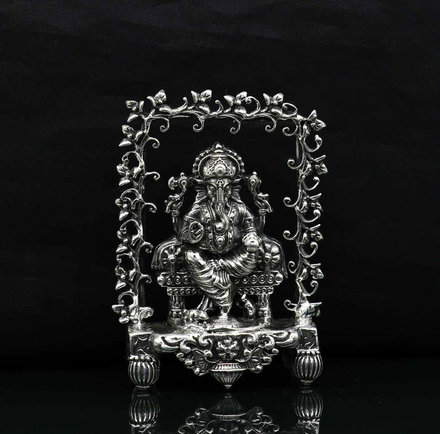 925 Sterling silver Idol lord Ganesha, Pooja puja Articles, Indian Silver Idols, handcrafted Ganesh statue sculpture amazing gifting Art04 - TRIBAL ORNAMENTS