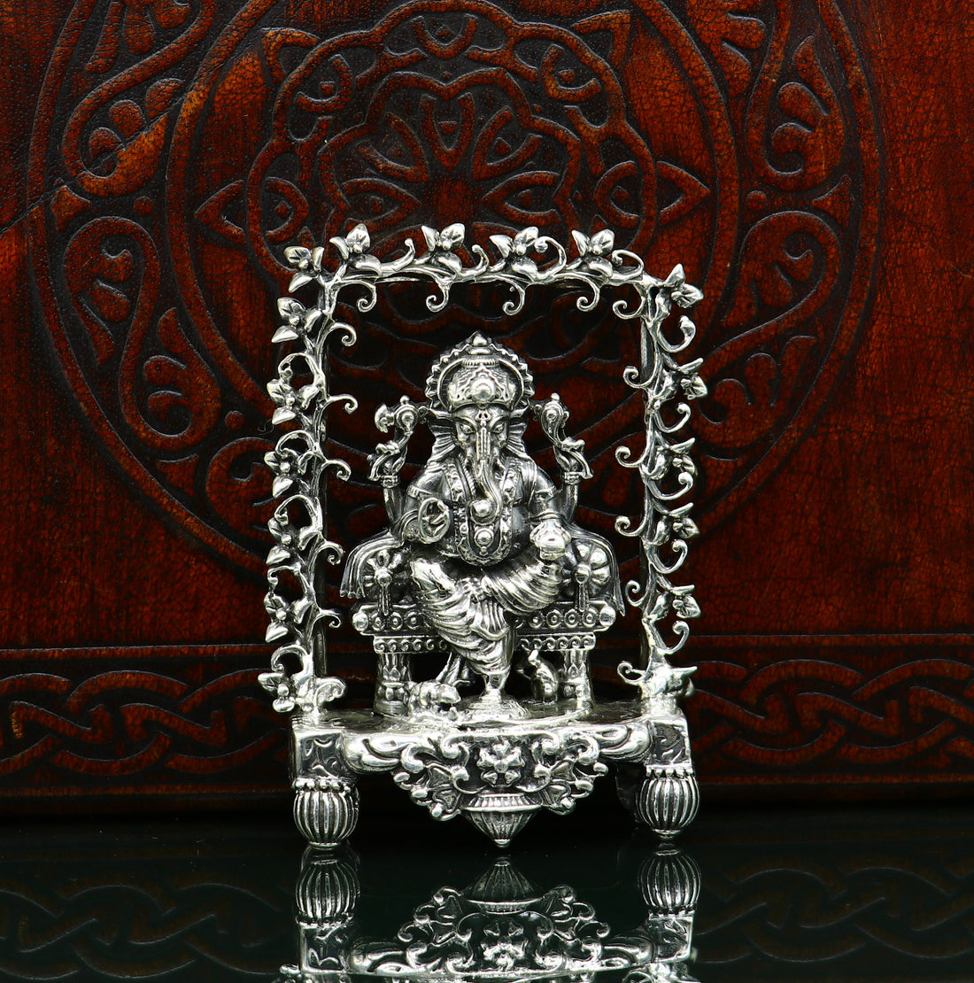 925 Sterling silver Idol lord Ganesha, Pooja puja Articles, Indian Silver Idols, handcrafted Ganesh statue sculpture amazing gifting Art04 - TRIBAL ORNAMENTS