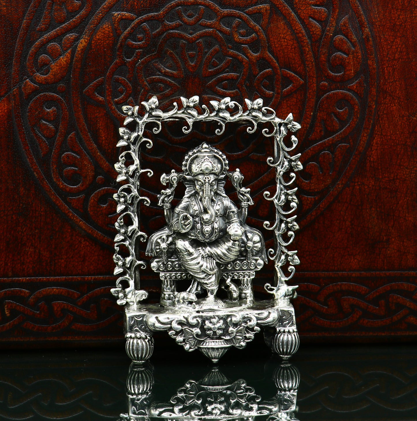 925 Sterling silver Idol lord Ganesha, Pooja puja Articles, Indian Silver Idols, handcrafted Ganesh statue sculpture amazing gifting Art04 - TRIBAL ORNAMENTS