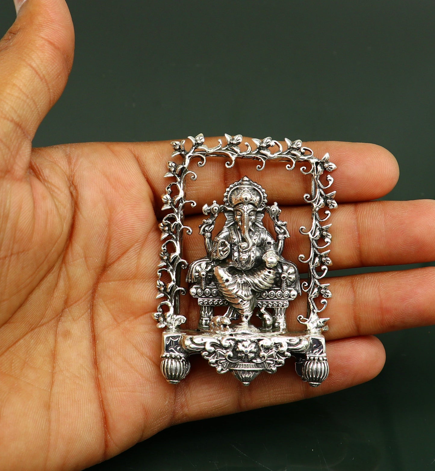 925 Sterling silver Idol lord Ganesha, Pooja puja Articles, Indian Silver Idols, handcrafted Ganesh statue sculpture amazing gifting Art04 - TRIBAL ORNAMENTS