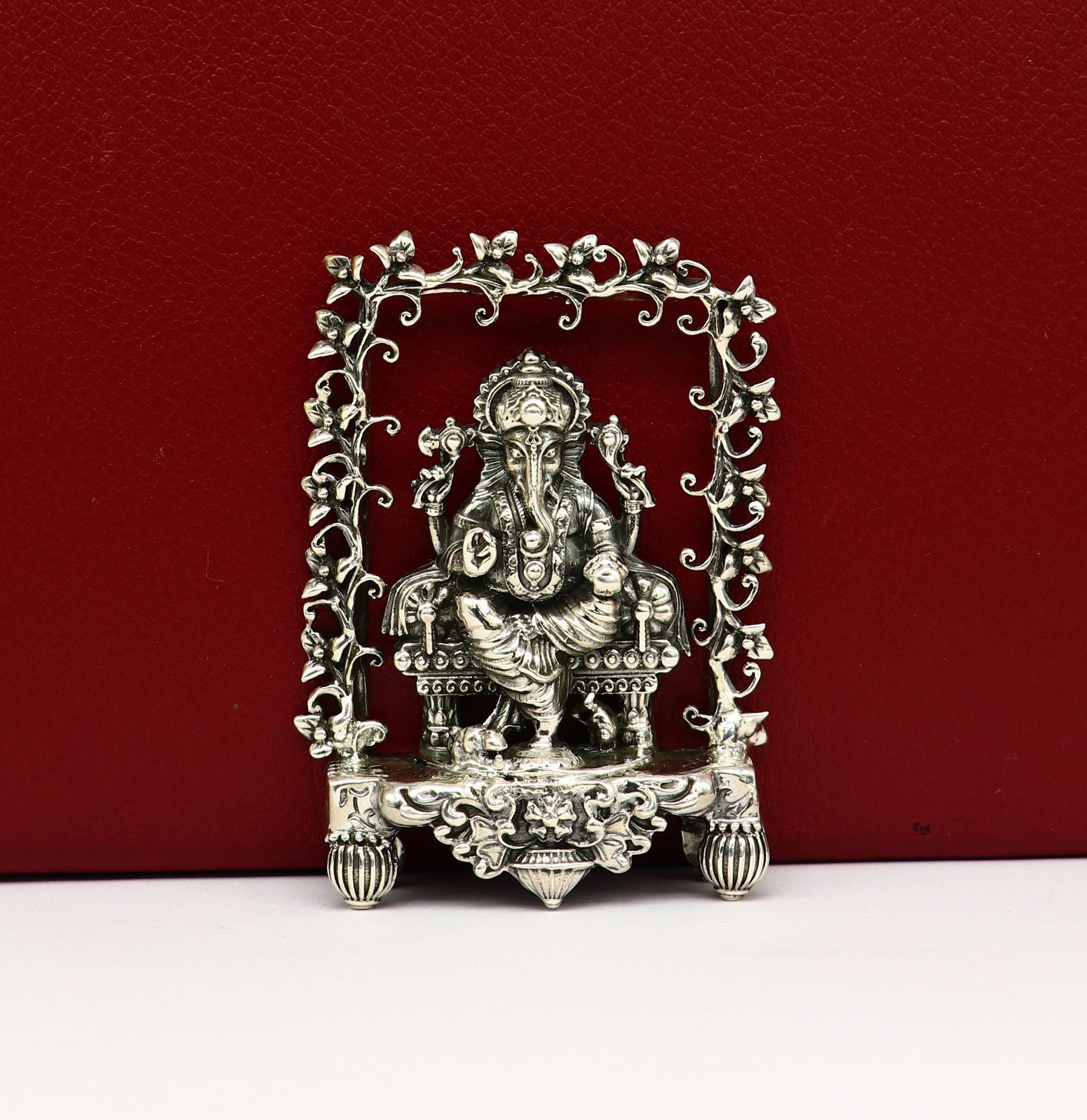 925 Sterling silver Idol lord Ganesha, Pooja puja Articles, Indian Silver Idols, handcrafted Ganesh statue sculpture amazing gifting Art04 - TRIBAL ORNAMENTS