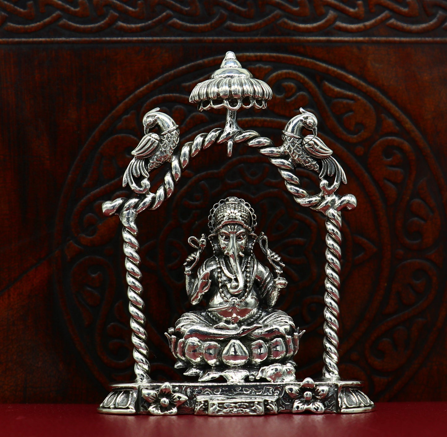 925 Sterling silver Idol lord Ganesha, Pooja puja Articles, Indian Silver Idols, handcrafted Ganesh statue sculpture amazing gifting Art05 - TRIBAL ORNAMENTS