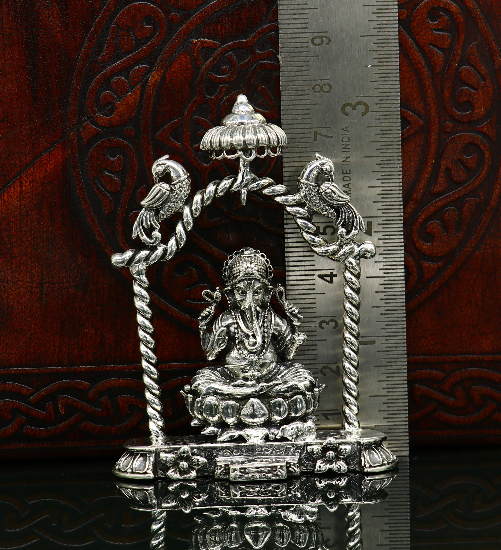 925 Sterling silver Idol lord Ganesha, Pooja puja Articles, Indian Silver Idols, handcrafted Ganesh statue sculpture amazing gifting Art05 - TRIBAL ORNAMENTS