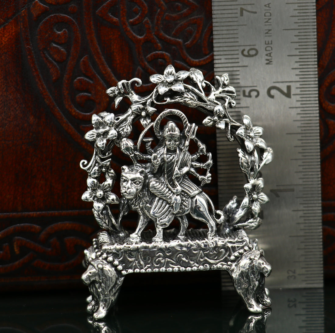 925 Sterling silver Goddess Bhawani mata, Pooja Articles, Indian Silver Idols, handcrafted Mataji statue sculpture amazing gifting Art06 - TRIBAL ORNAMENTS