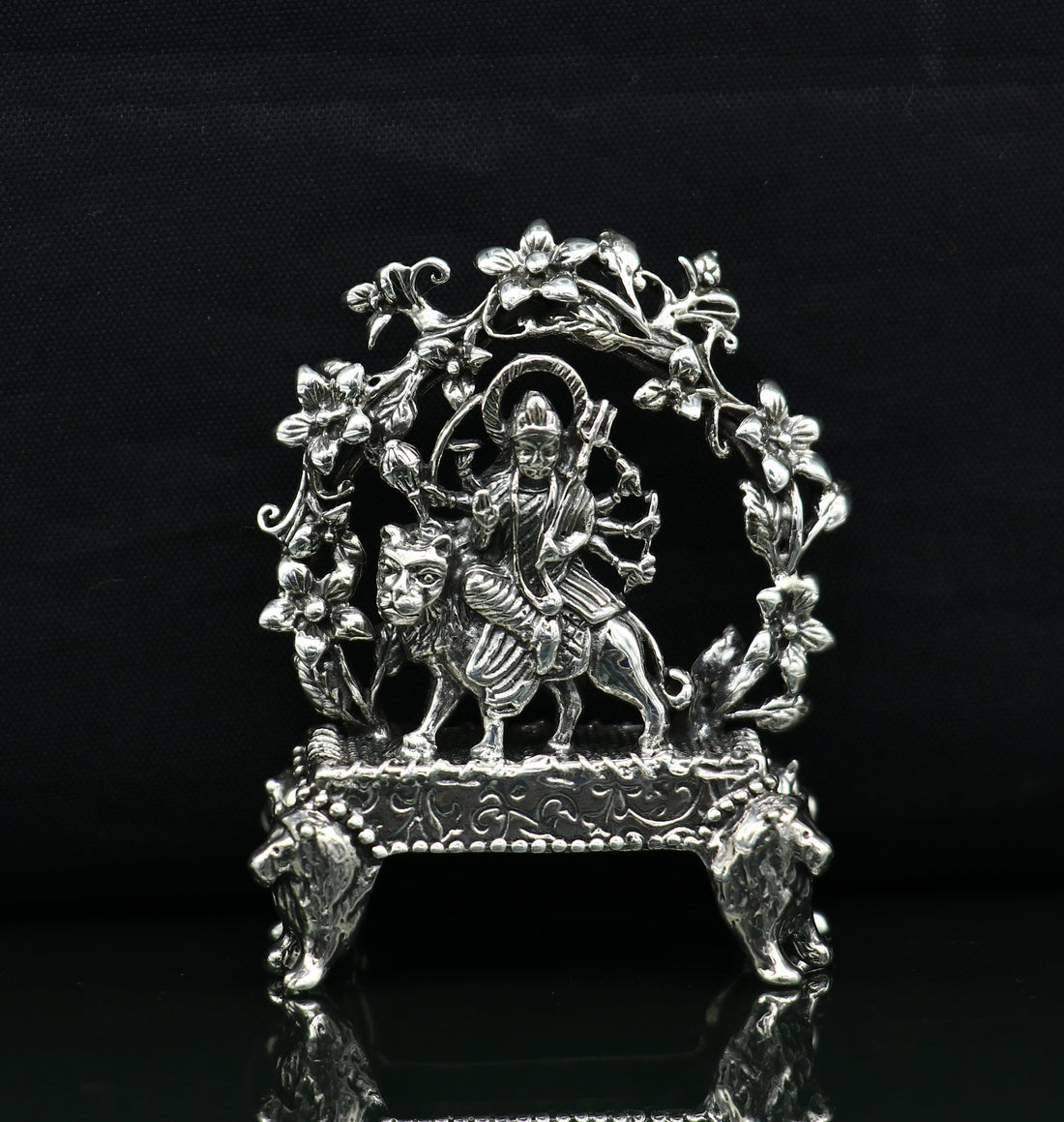 925 Sterling silver Goddess Bhawani mata, Pooja Articles, Indian Silver Idols, handcrafted Mataji statue sculpture amazing gifting Art06 - TRIBAL ORNAMENTS