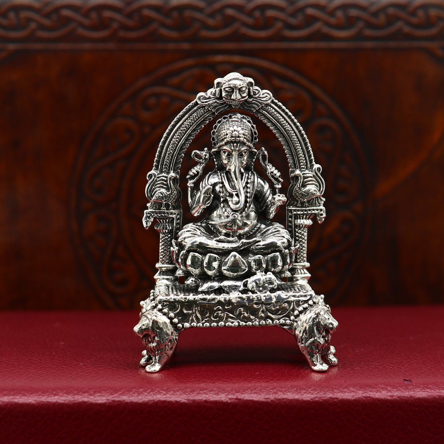 Pure 925 Sterling silver Idol Ganesha figurine puja Articles, Indian Silver Idols, handcrafted Ganesh statue sculpture for car, home Art07 - TRIBAL ORNAMENTS