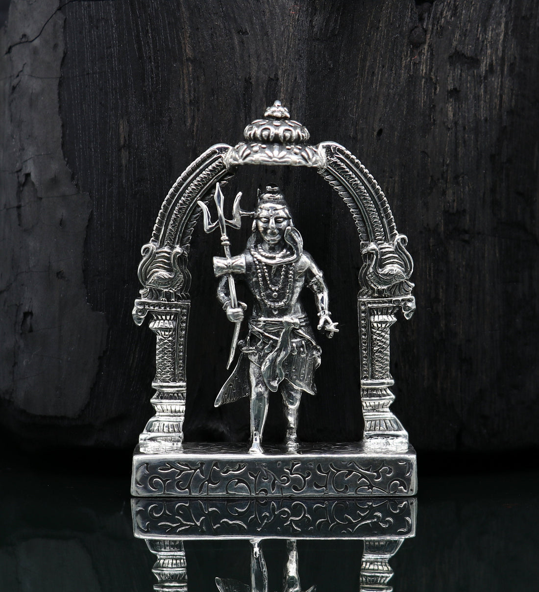 925 Sterling silver handmade vintage look indian hindu idols Lord Shiva with trident stunning statue figurine, puja articles best gift art09 - TRIBAL ORNAMENTS