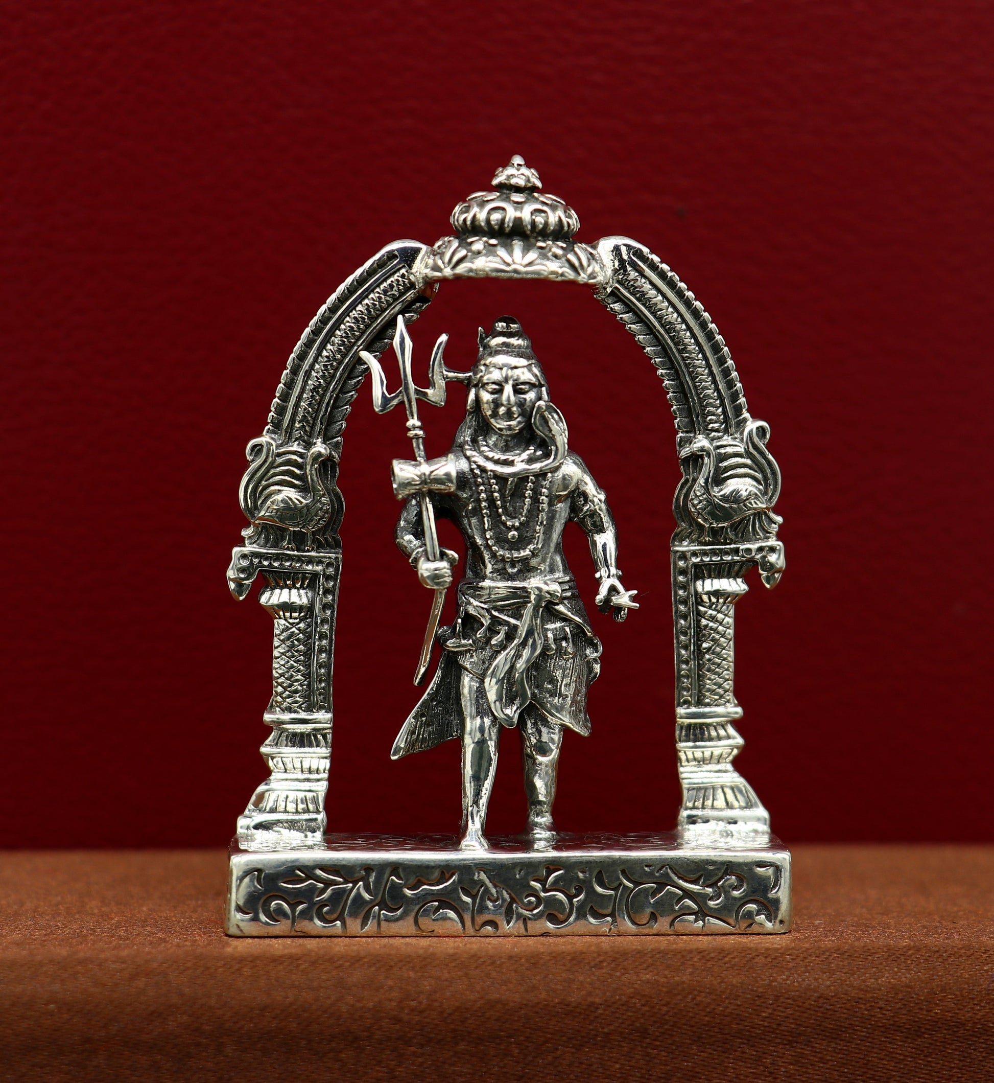 925 Sterling silver handmade vintage look indian hindu idols Lord Shiva with trident stunning statue figurine, puja articles best gift art09 - TRIBAL ORNAMENTS