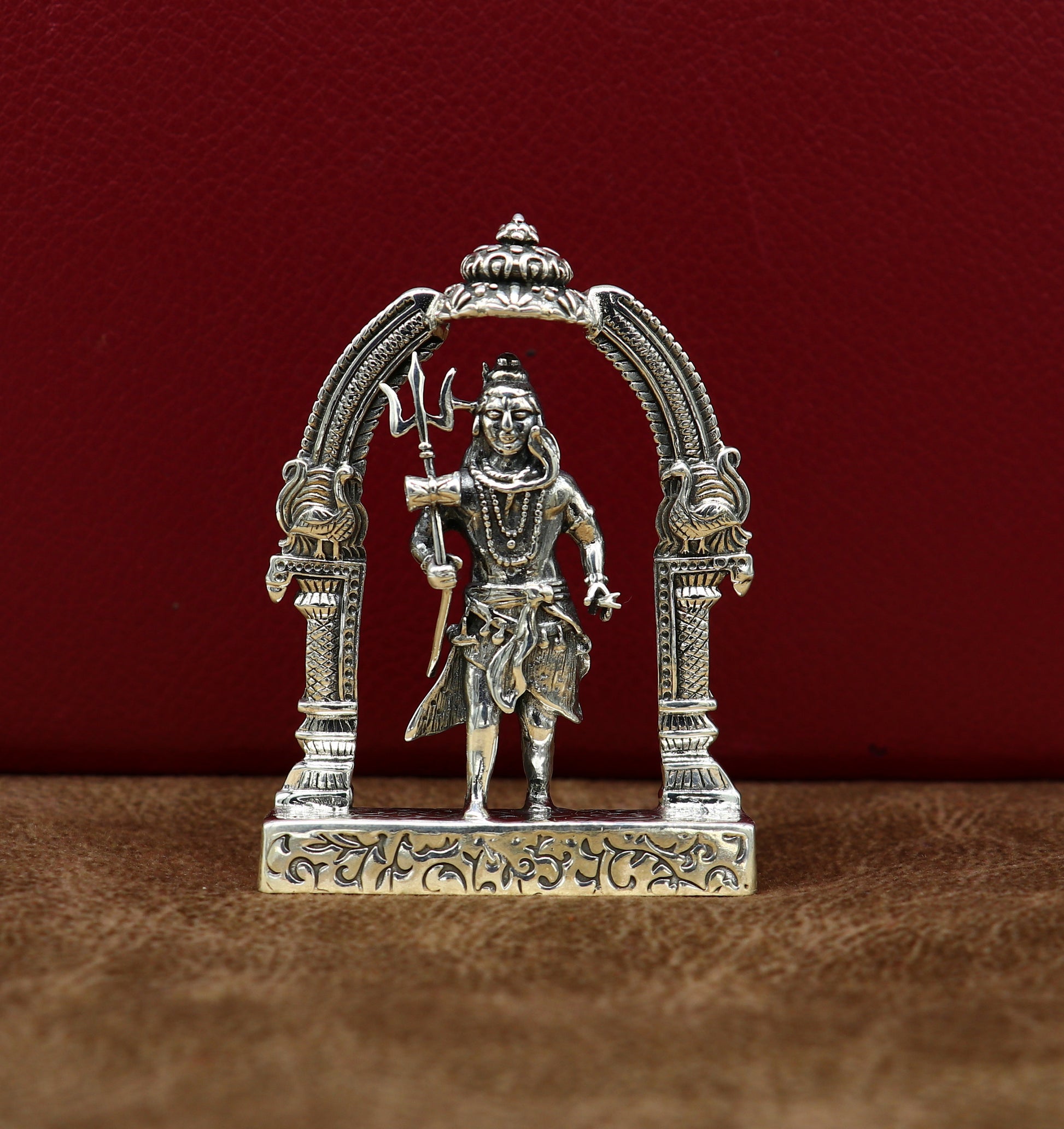 925 Sterling silver handmade vintage look indian hindu idols Lord Shiva with trident stunning statue figurine, puja articles best gift art09 - TRIBAL ORNAMENTS