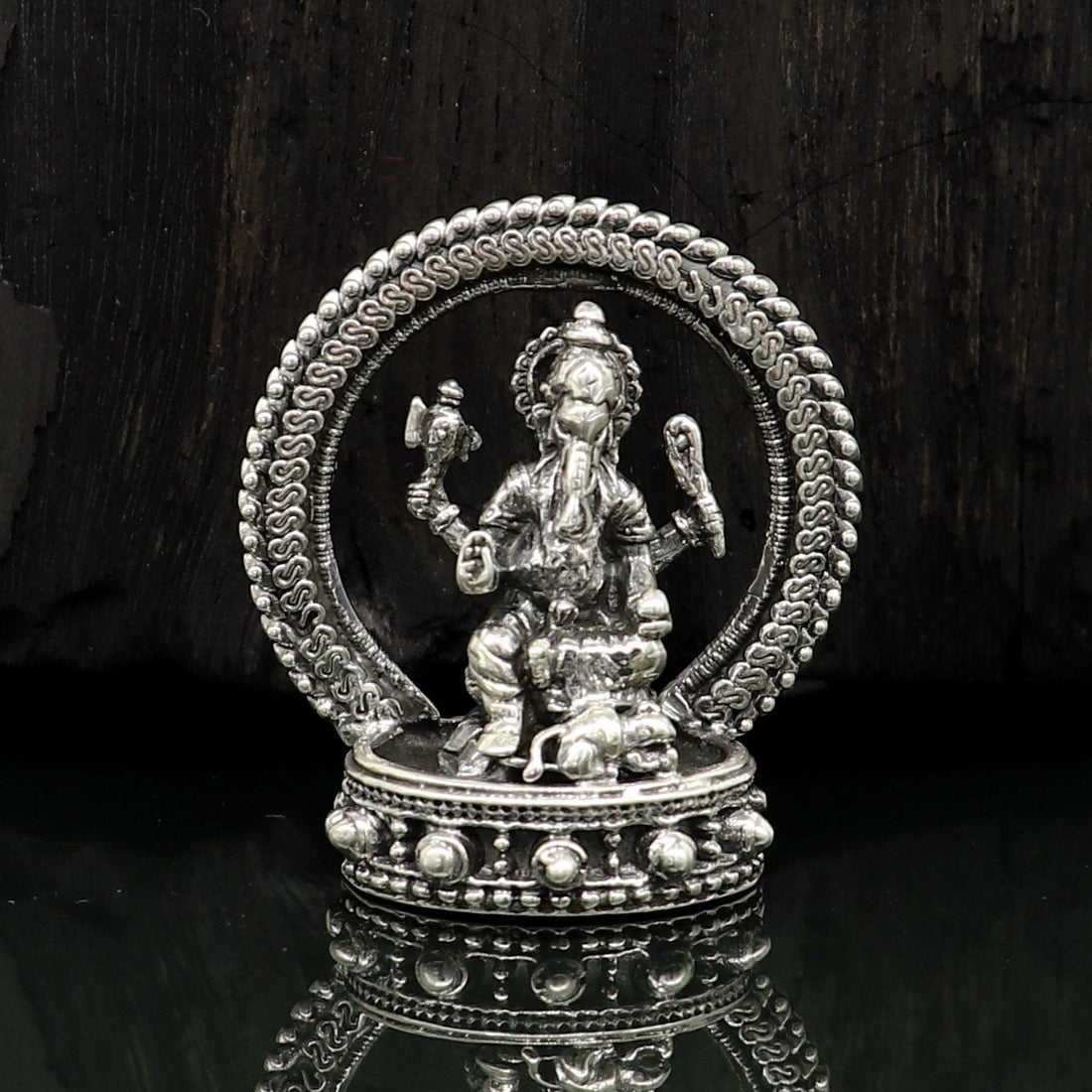 Pure 925 Sterling silver handmade antique design Idols Lord Ganesha exclusive Statue figurine, puja articles decorative gift art19 - TRIBAL ORNAMENTS