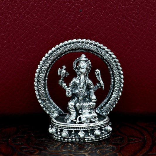 Pure 925 Sterling silver handmade antique design Idols Lord Ganesha exclusive Statue figurine, puja articles decorative gift art19 - TRIBAL ORNAMENTS