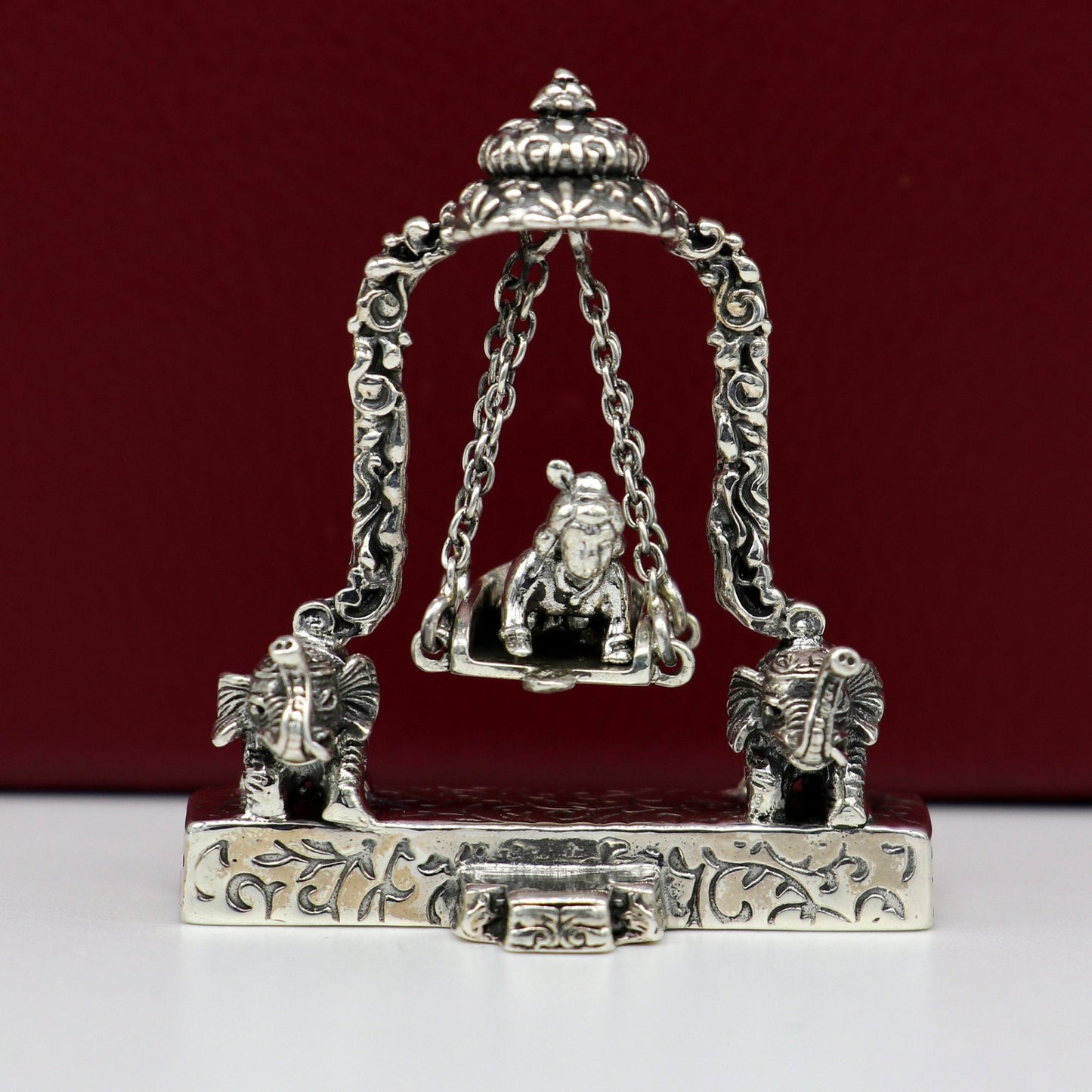 925 Sterling silver handmade custom design Idols Lord Krishna with swing , Bal Gopala Statue figurine, puja articles decorative gift art20 - TRIBAL ORNAMENTS