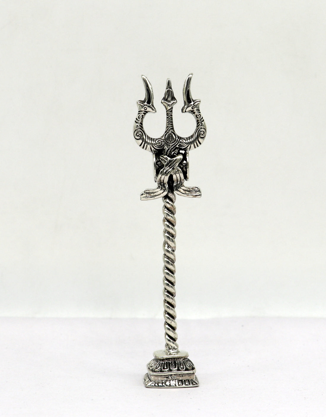 925 Sterling silver handmade lord Shiva trident with Damaru, fabulous craftsmanship Mahadev trishul, best collectible puja article art23 - TRIBAL ORNAMENTS