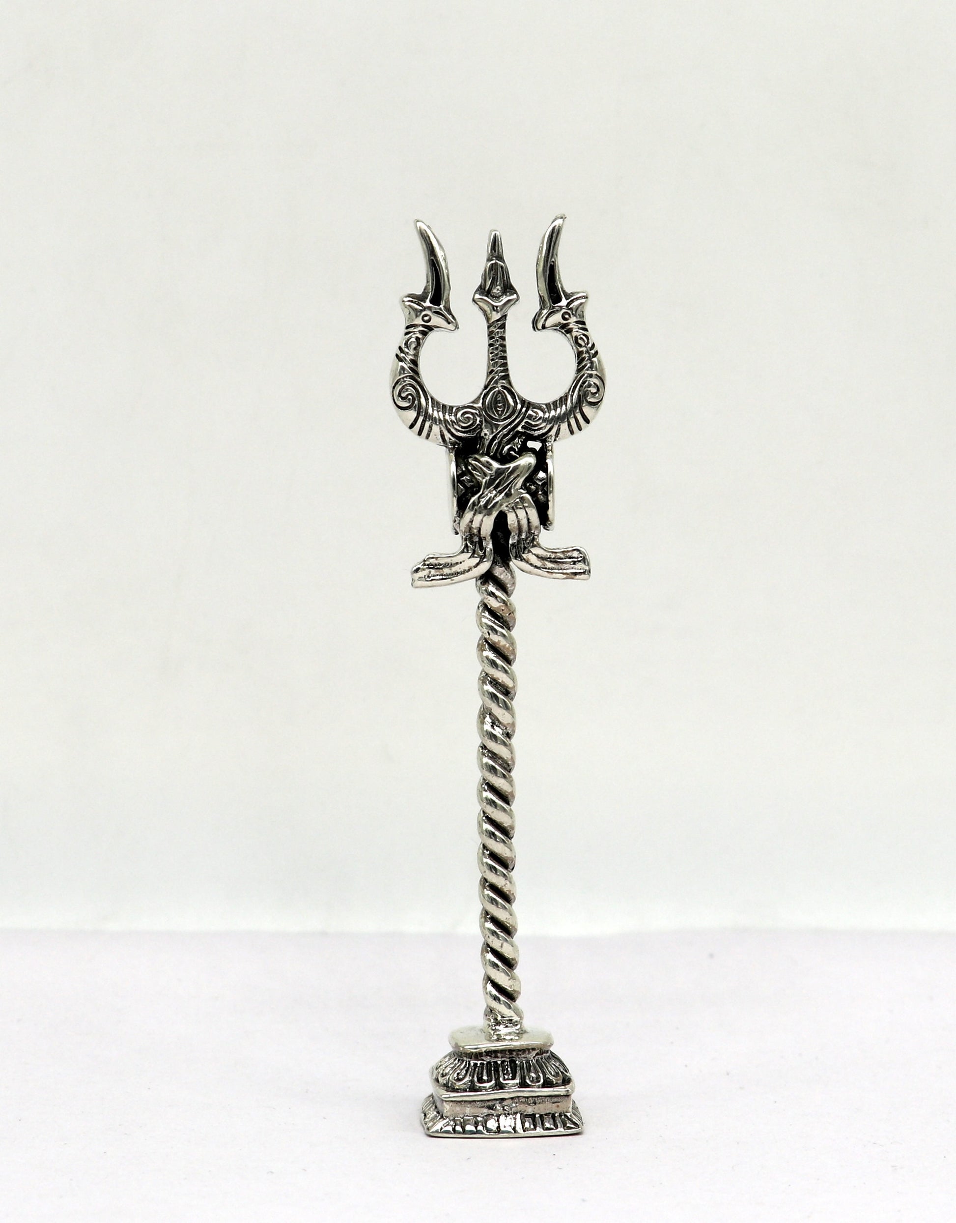 925 Sterling silver handmade lord Shiva trident with Damaru, fabulous craftsmanship Mahadev trishul, best collectible puja article art23 - TRIBAL ORNAMENTS