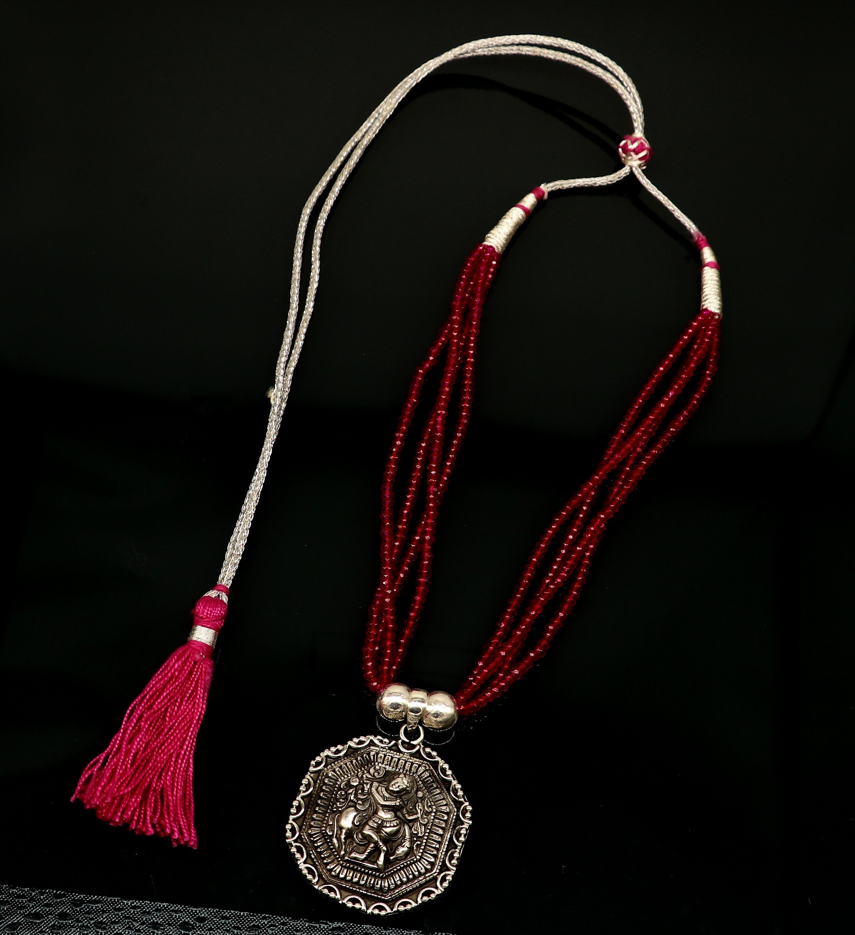 Red Carnelian Agate Necklace - Akik Stone Necklace Khambhat