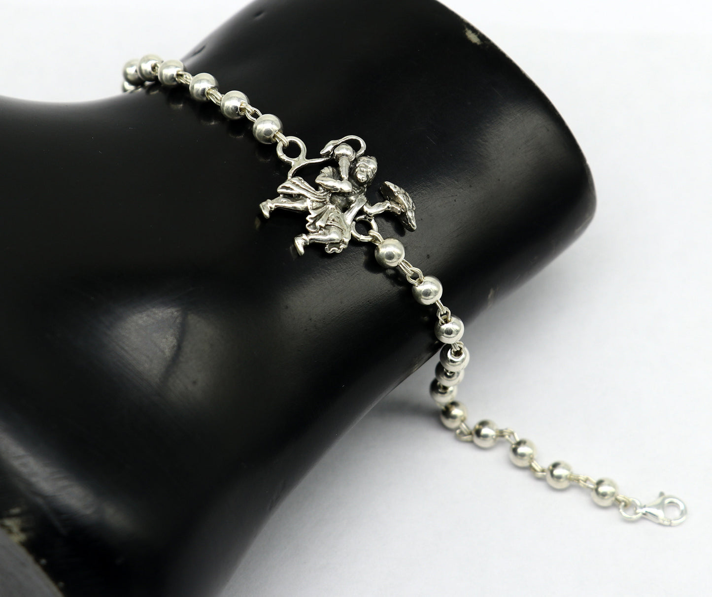 925 Sterling silver customized beaded 'Hanuman' Rakhi or bracelet. best gift for your brother's for special personalized gifing rk018 - TRIBAL ORNAMENTS