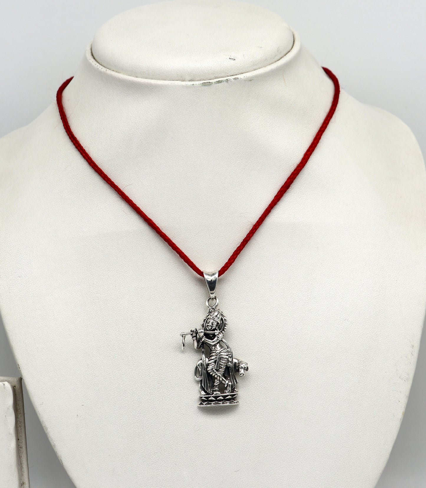 925 sterling silver vintage Antique stylish Hindu idol Krishna with cow Pendant, amazing design stunning pendant gifting jewelry ssp537 - TRIBAL ORNAMENTS