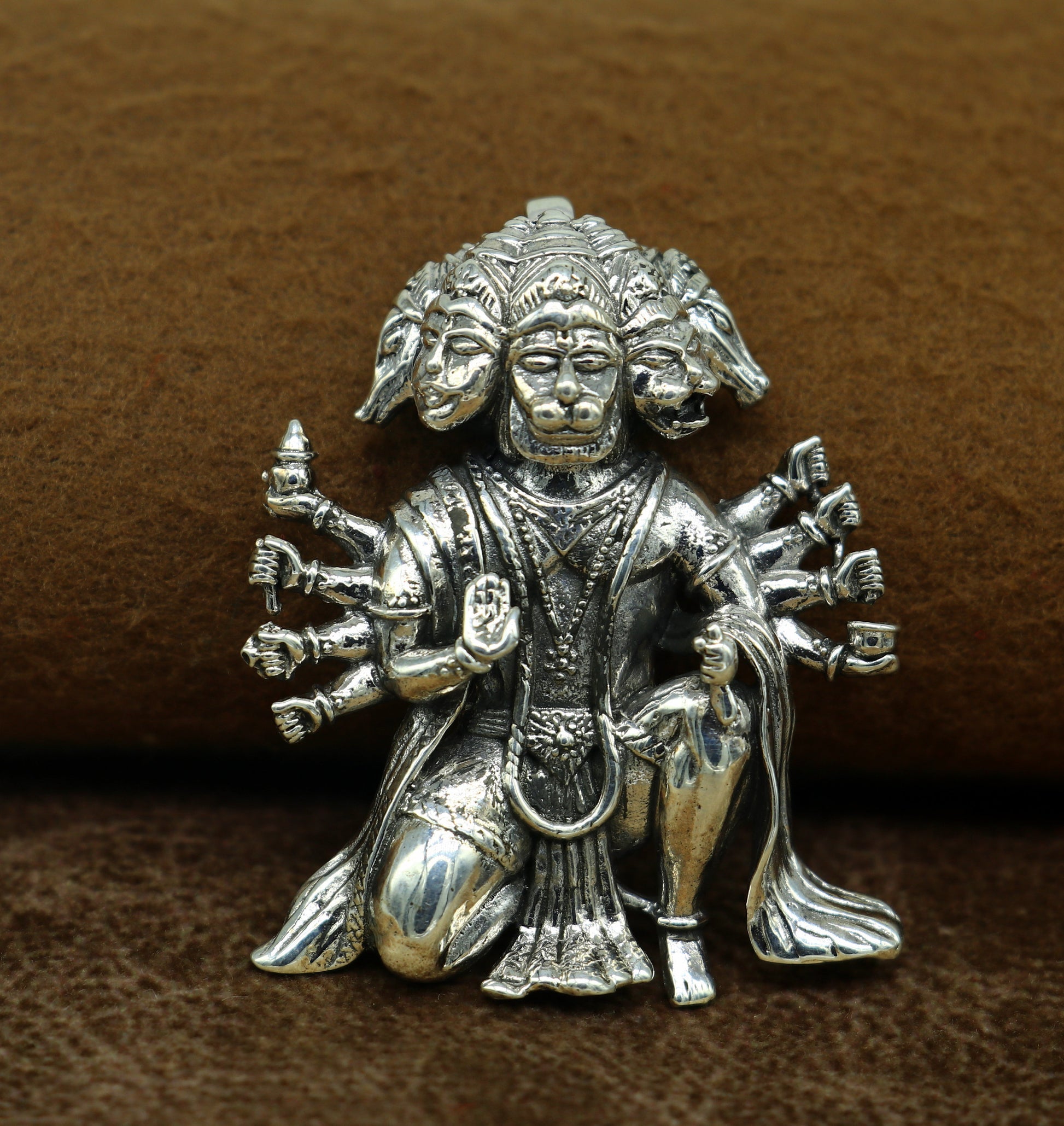 Pure 925 sterling silver handmade Hindu god Lord Panchmukhi Hanuman pendant, amazing designer fabulous pendant unisex gifting jewelry - TRIBAL ORNAMENTS
