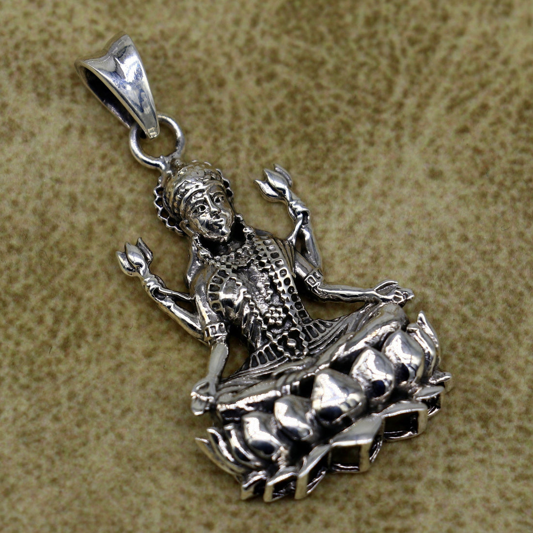 Pure 925 sterling silver handmade Hindu goddess Mahalaxmi pendant, amazing designer fabulous pendant unisex gifting jewelry ssp435 - TRIBAL ORNAMENTS