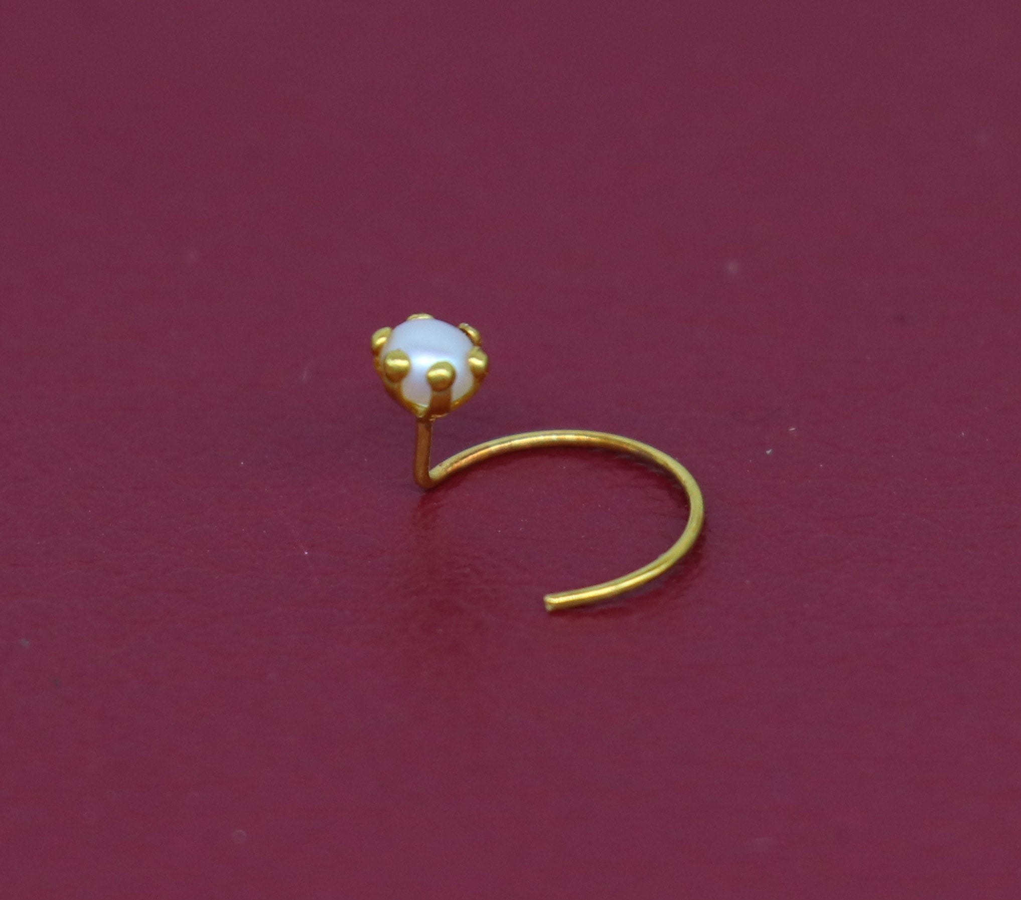 Cute Asian 14K Real Gold Dangle Style Piercing nose ring Push Pin – Karizma  Jewels