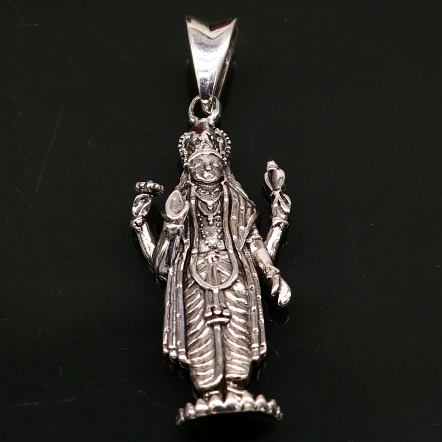 925 sterling silver handmade Hindu idol God Vishnu pendant, amazing designer fabulous pendant unisex gifting jewelry from india ssp491 - TRIBAL ORNAMENTS