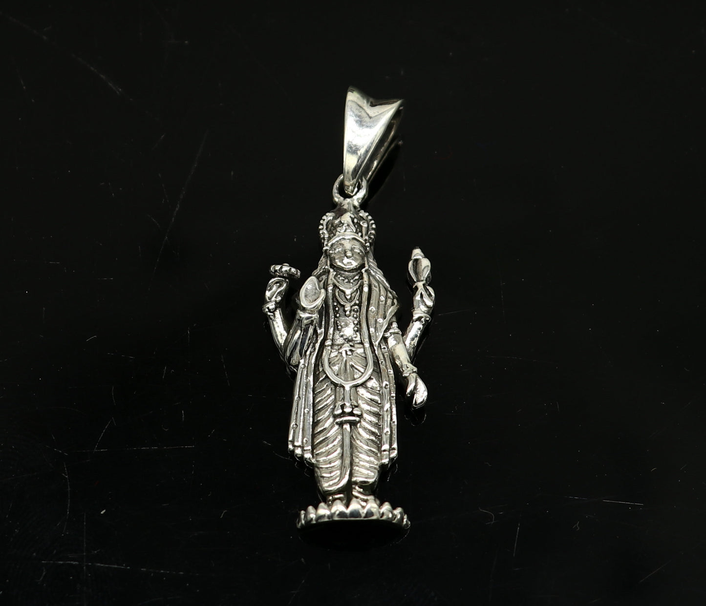 925 sterling silver handmade Hindu idol God Vishnu pendant, amazing designer fabulous pendant unisex gifting jewelry from india ssp491 - TRIBAL ORNAMENTS