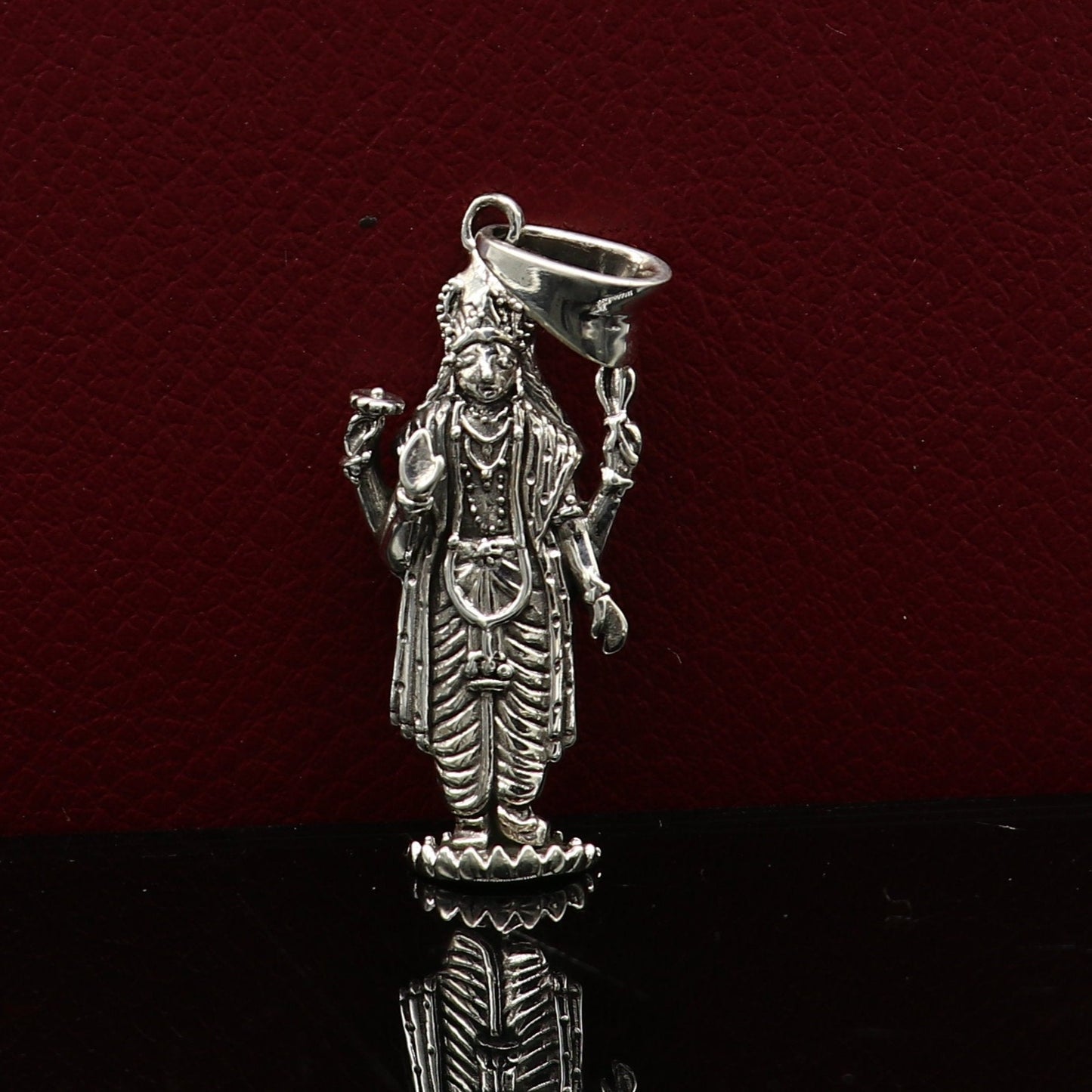 925 sterling silver handmade Hindu idol God Vishnu pendant, amazing designer fabulous pendant unisex gifting jewelry from india ssp491 - TRIBAL ORNAMENTS