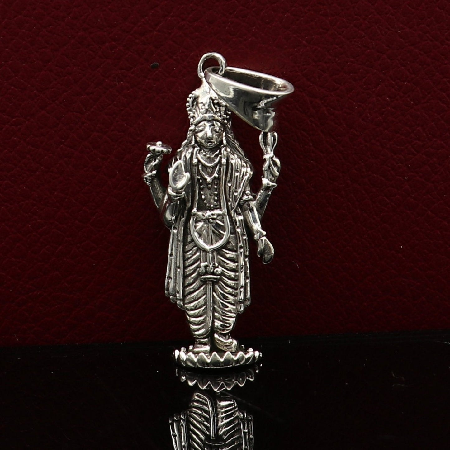 925 sterling silver handmade Hindu idol God Vishnu pendant, amazing designer fabulous pendant unisex gifting jewelry from india ssp491 - TRIBAL ORNAMENTS