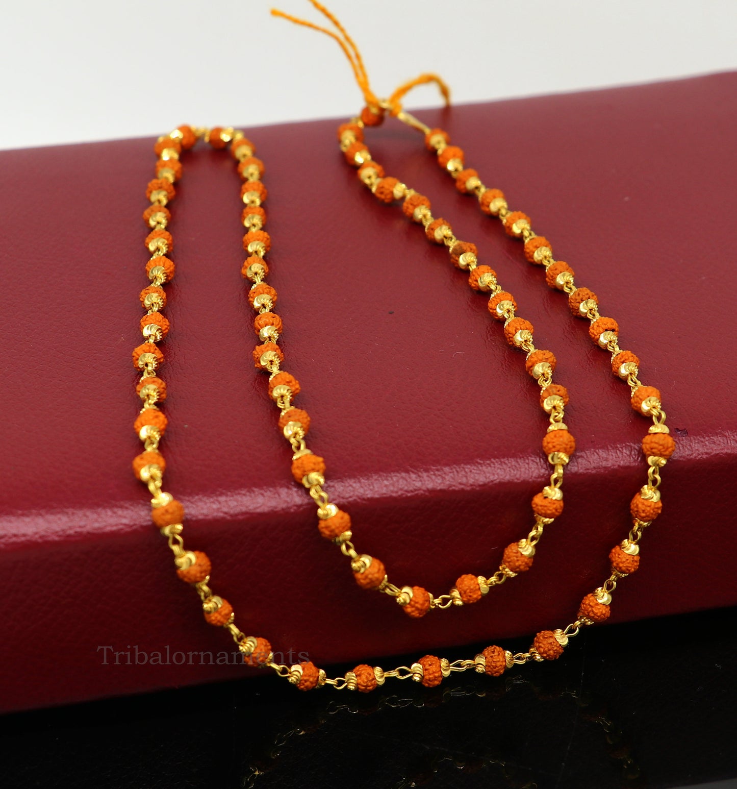 22kt yellow gold hallmarked 4 mm rudraksha chain necklace, Gorgeous design customized beaded chain, excellent wedding gifting jewelry ch262 - TRIBAL ORNAMENTS