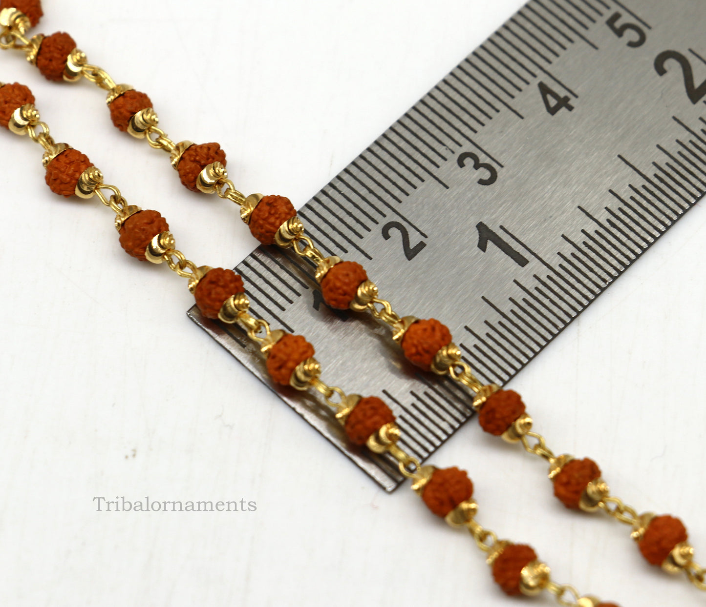 22kt yellow gold hallmarked 4 mm rudraksha chain necklace, Gorgeous design customized beaded chain, excellent wedding gifting jewelry ch262 - TRIBAL ORNAMENTS