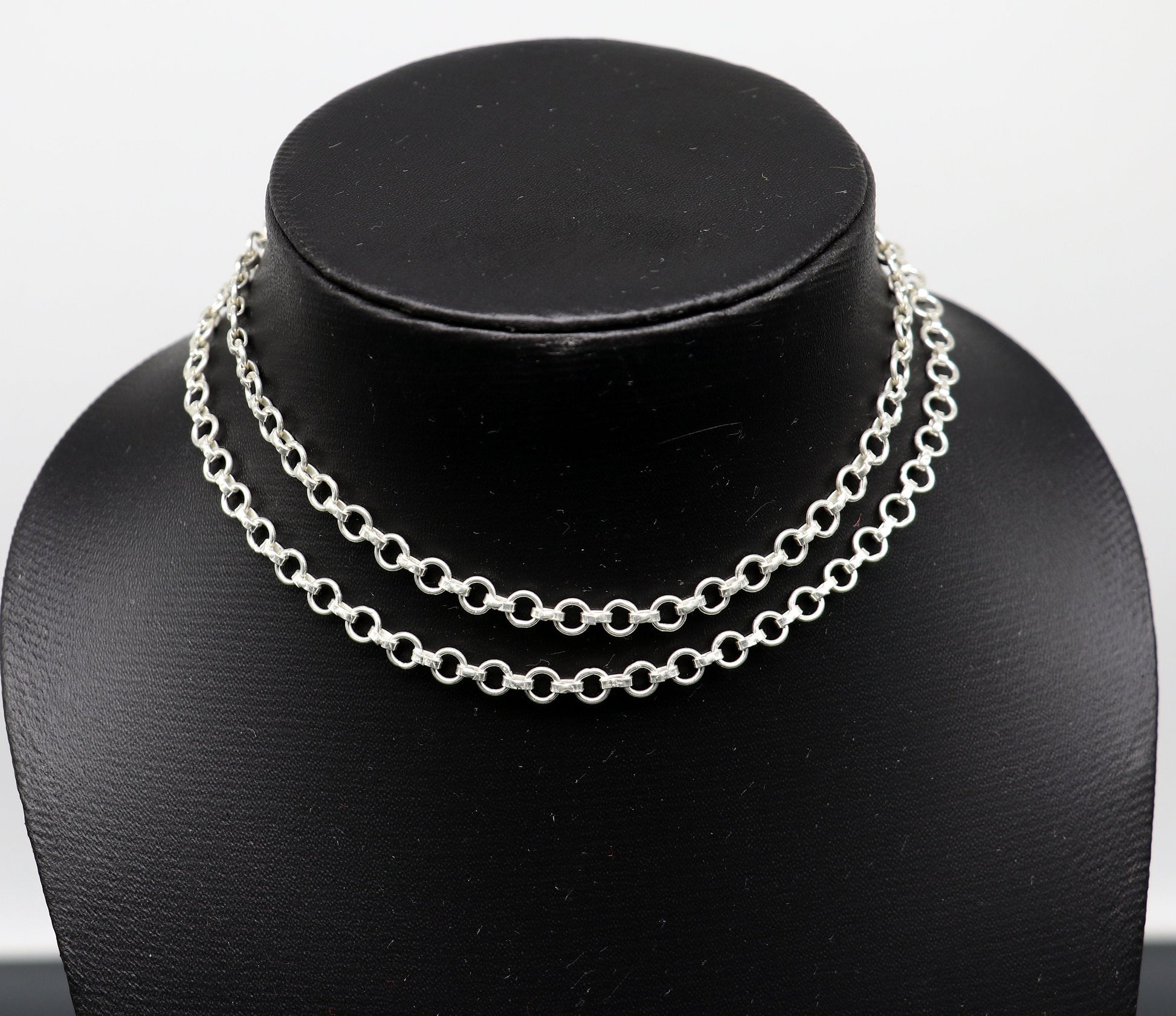925 sterling silver handmade link rolo chain necklace or belly chain or bracelet or anklets all in one chain stylish fancy jewelry ch107 - TRIBAL ORNAMENTS