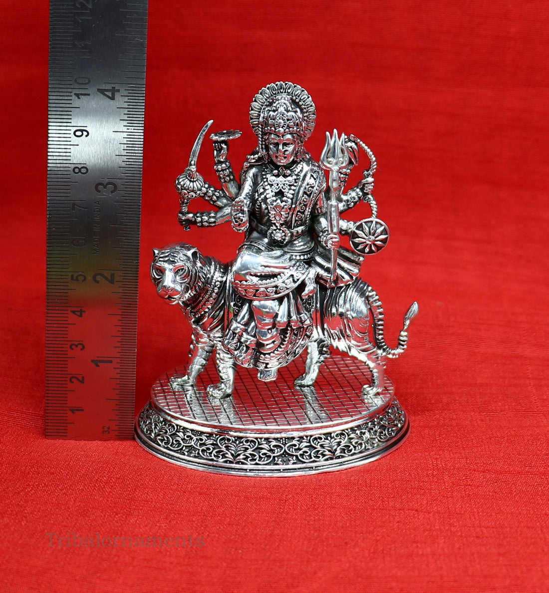 925 Sterling silver handmade customized Hindu Goddess Durga or Bhawani maa statue, puja article figurine, home decor utensils art33 - TRIBAL ORNAMENTS