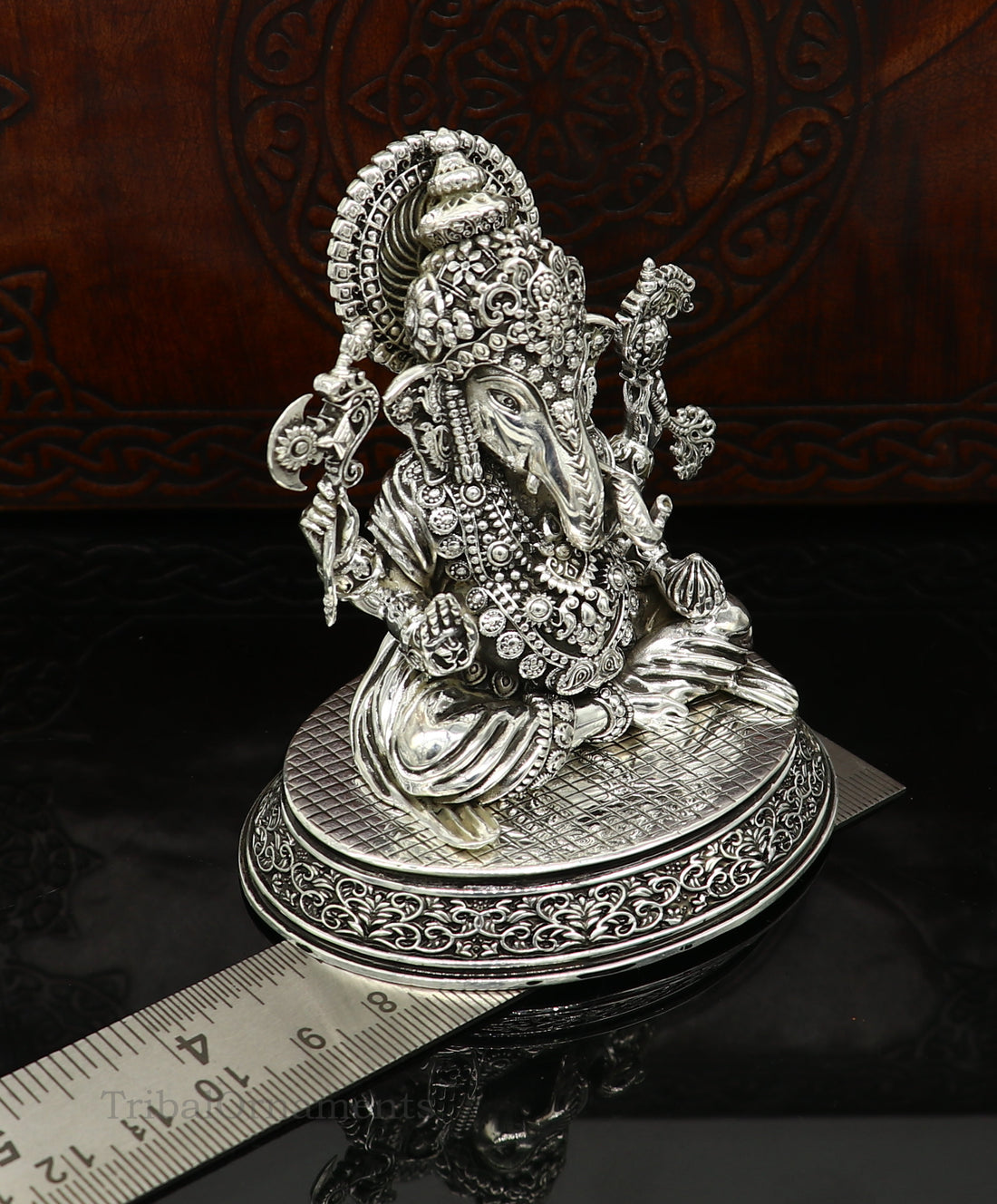 925 Sterling silver handmade customized Hindu God Idol Ganesha statue, puja article figurine, home decor utensils art34 - TRIBAL ORNAMENTS