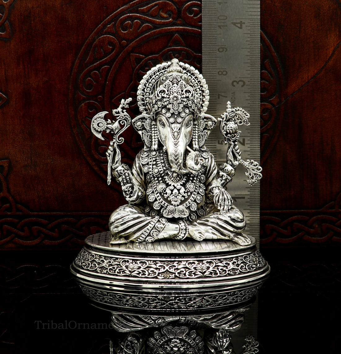 925 Sterling silver handmade customized Hindu God Idol Ganesha statue, puja article figurine, home decor utensils art34 - TRIBAL ORNAMENTS