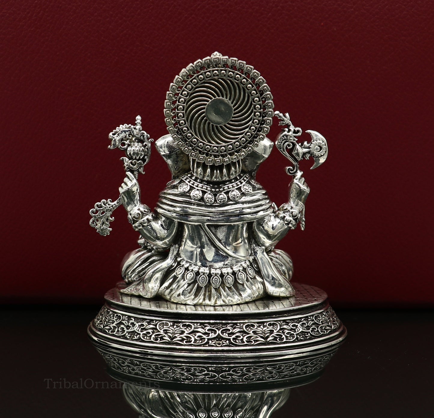 925 Sterling silver handmade customized Hindu God Idol Ganesha statue, puja article figurine, home decor utensils art34 - TRIBAL ORNAMENTS