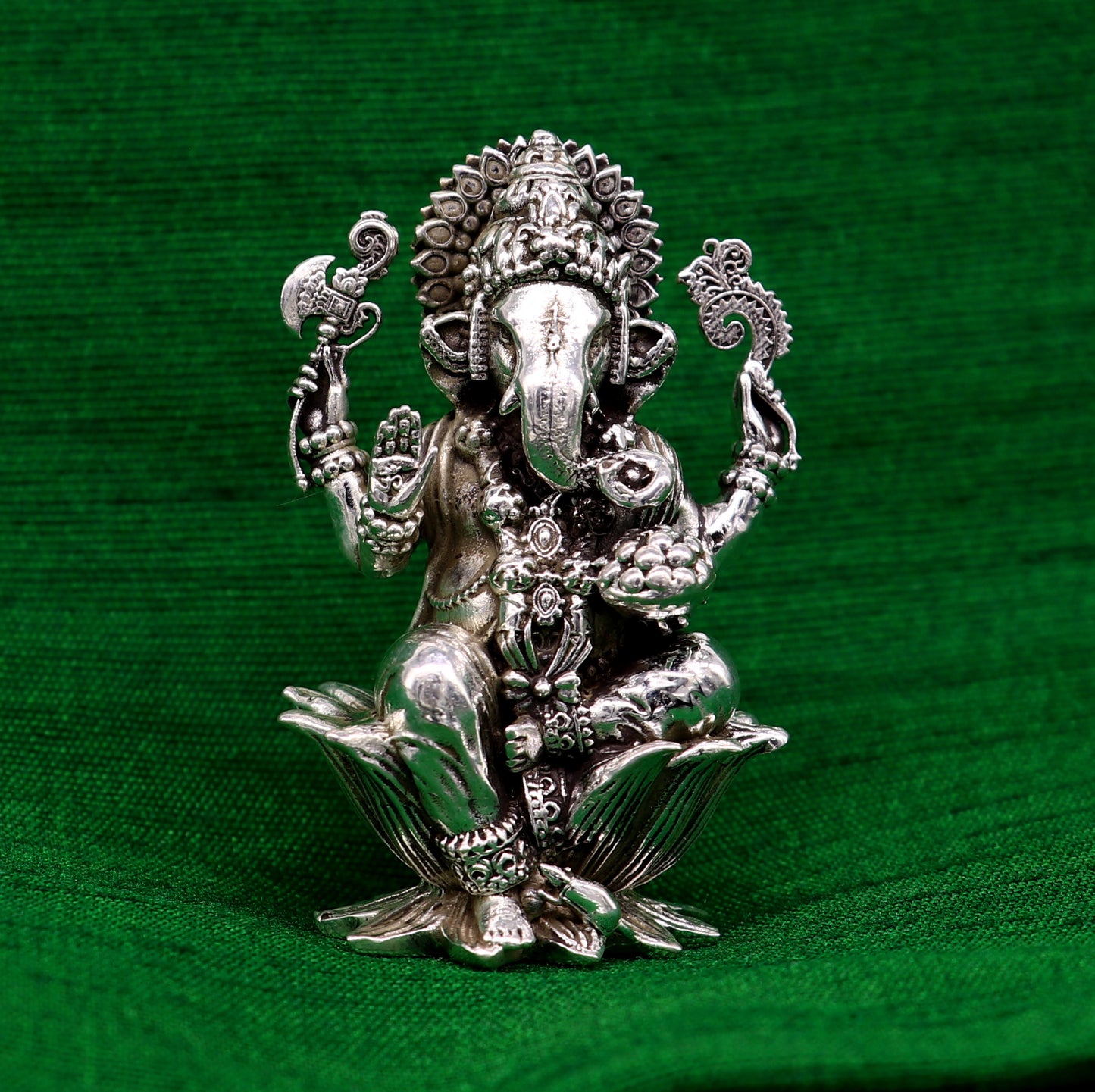 2" small 925 Sterling silver handmade customized Hindu God Idol Ganesha statue, puja article figurine, home decor utensils art31 - TRIBAL ORNAMENTS