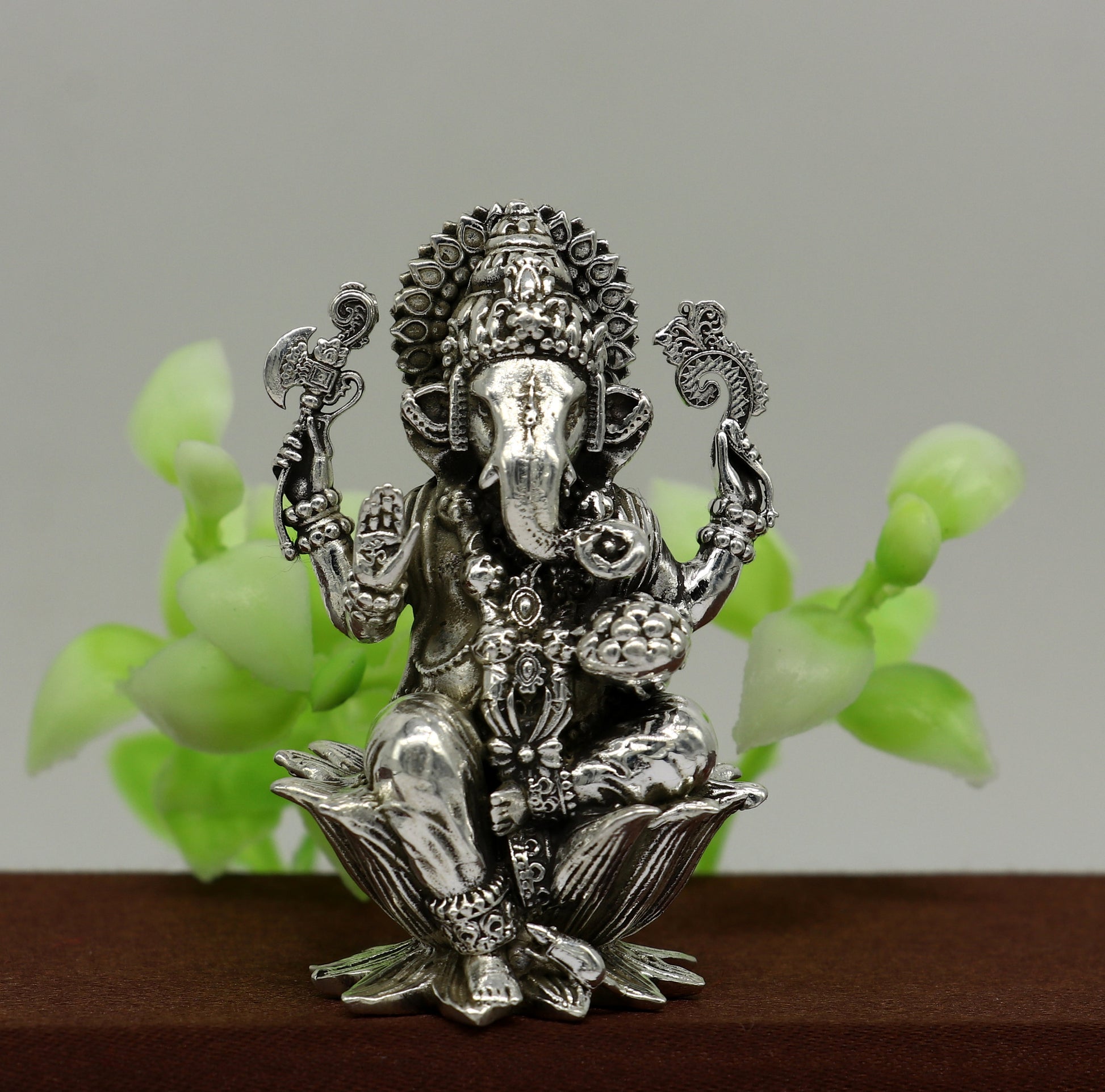 2" small 925 Sterling silver handmade customized Hindu God Idol Ganesha statue, puja article figurine, home decor utensils art31 - TRIBAL ORNAMENTS