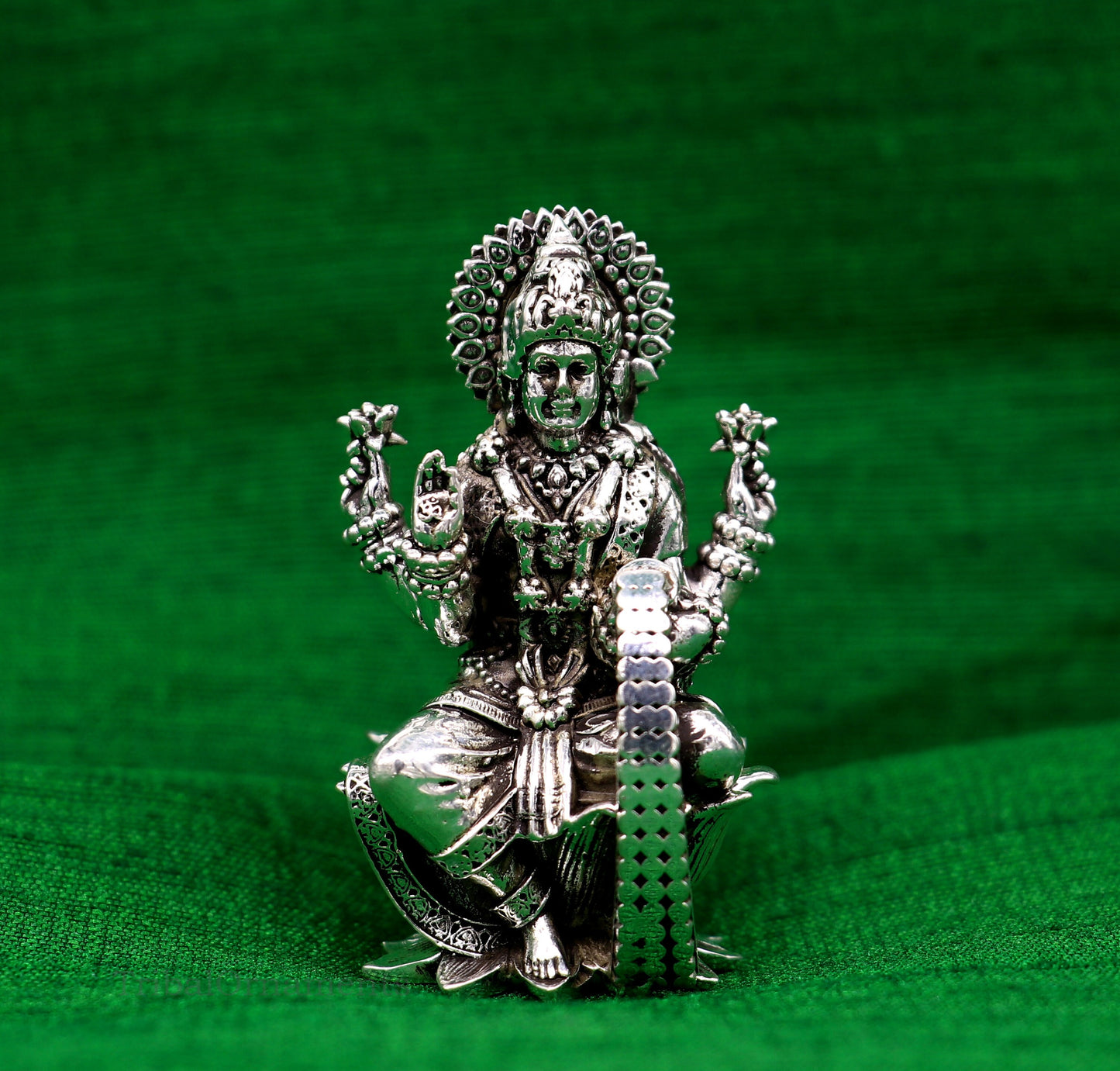 2" 925 Sterling silver handmade customized Hindu idols Lakshmi and Ganesha statue, puja article figurine, home décor Diwali puja art2122 - TRIBAL ORNAMENTS