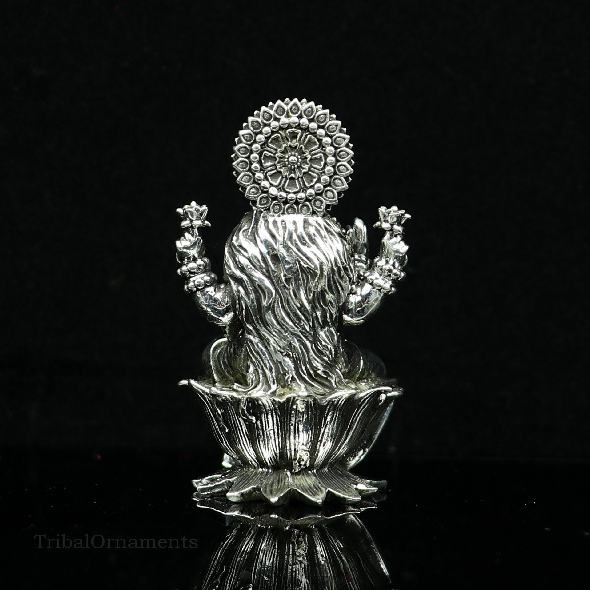 2" small 925 Sterling silver handmade customized Hindu idols Laxmi and Ganesha statue, puja article figurine, home décor puja Articles india - TRIBAL ORNAMENTS